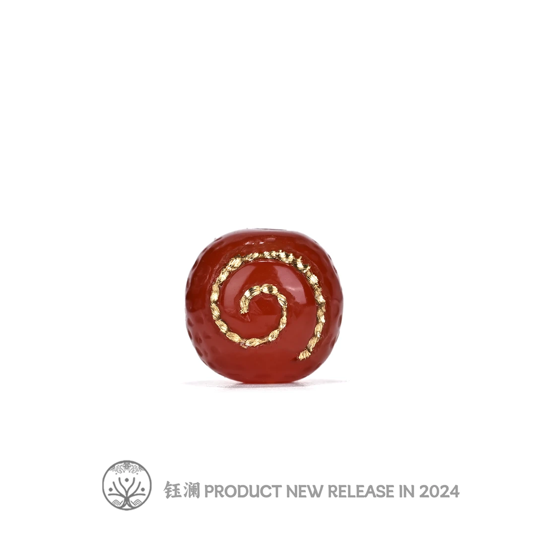 钰澜文玩玛瑙珠改陨坑隔珠10mm-腰珠红色百搭diy文玩配饰