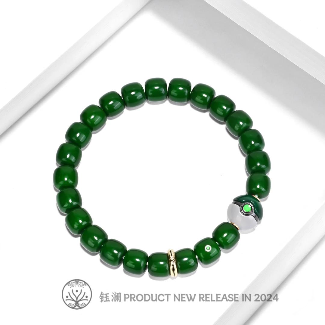 钰澜文玩冻绿供菩提根-供色工艺-9*8+汉堡珠搭配款