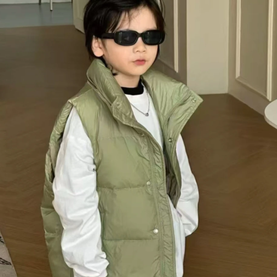 白鸭绒儿童轻薄纯色马甲韩版休闲百搭款冬季轻薄