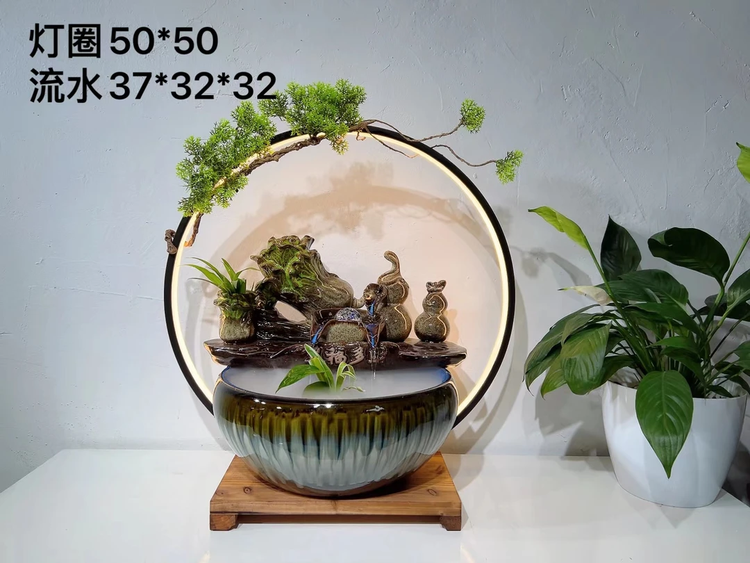 多福多财流水摆件循环水客厅玄关电视柜会所乔迁新居开业礼品