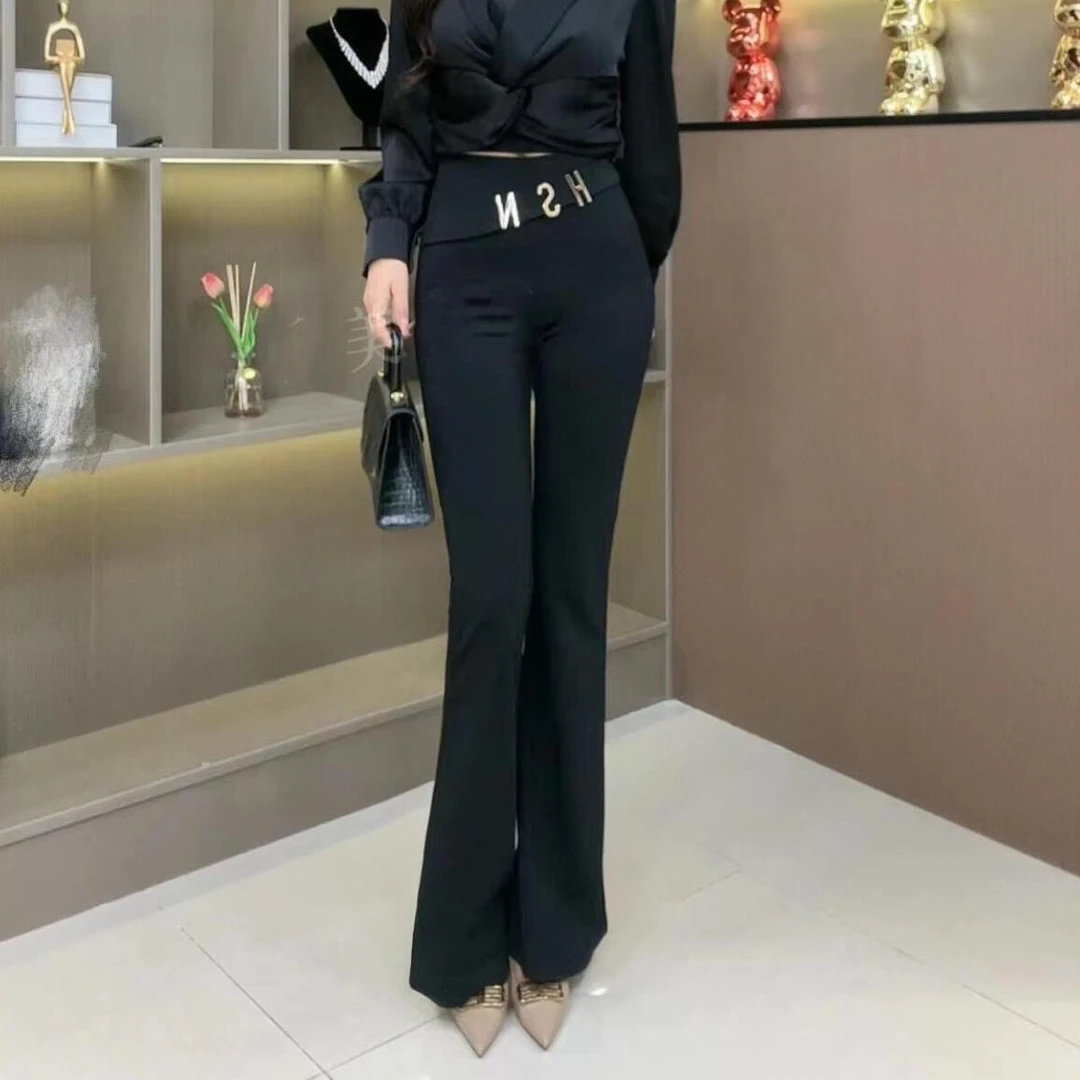 【燕子】2023年 秋夏季新款高腰微喇叭裤显瘦百搭拖地裤女