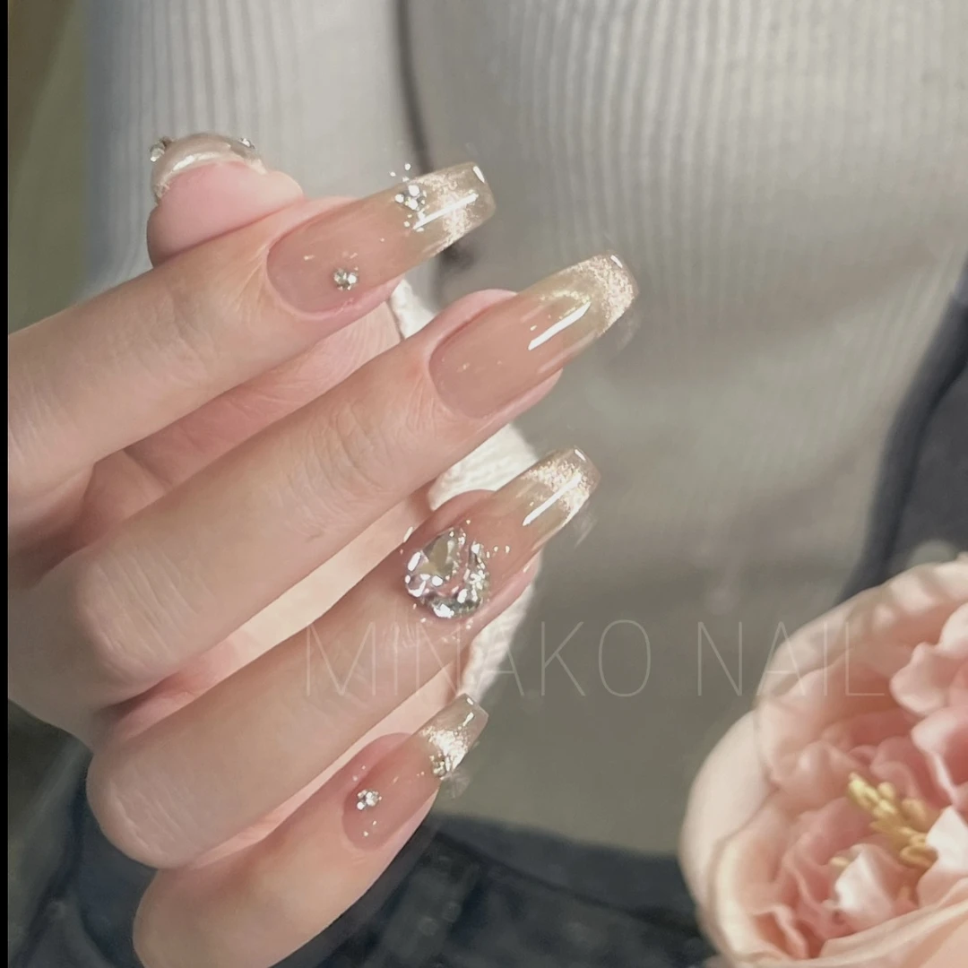 merakinail「落霜」可定制甲型国华钻爆闪气质日常美甲穿戴