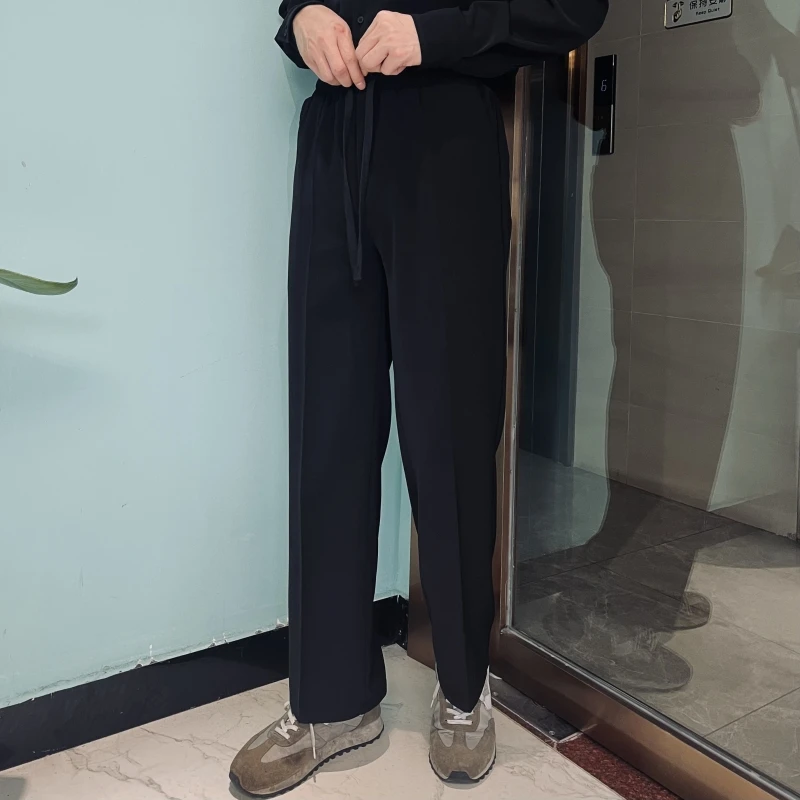 翼向纯色西裤垂感直筒裤男士宽松休闲裤秋冬季松紧阔腿裤显高显瘦
