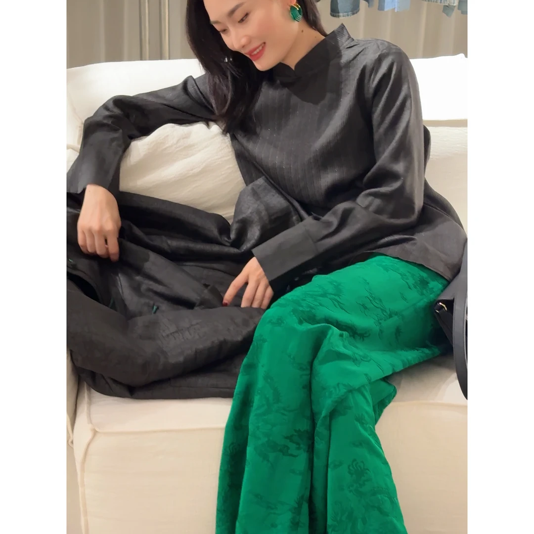 【吉娜王】国潮新中式香云纱衬衫