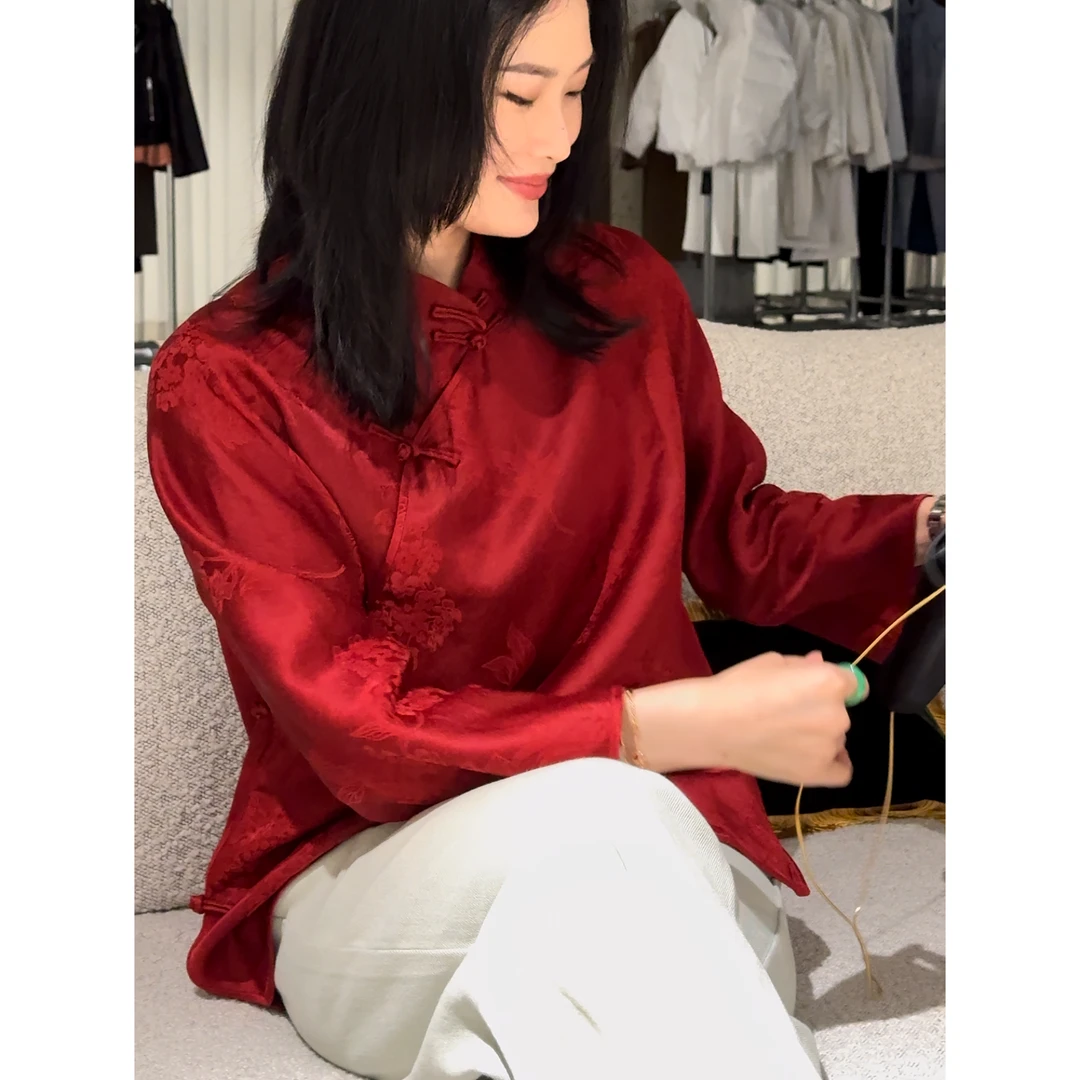 【吉娜王】「醉东风」新中式国潮提花简约衬衣