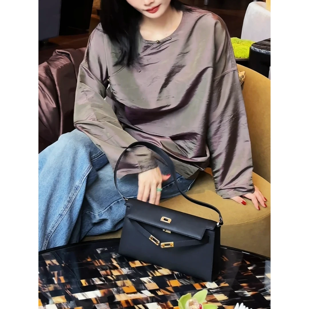 【吉娜王】「乌木沉香」新中式国潮高档真丝双宫绸长袖衬衣