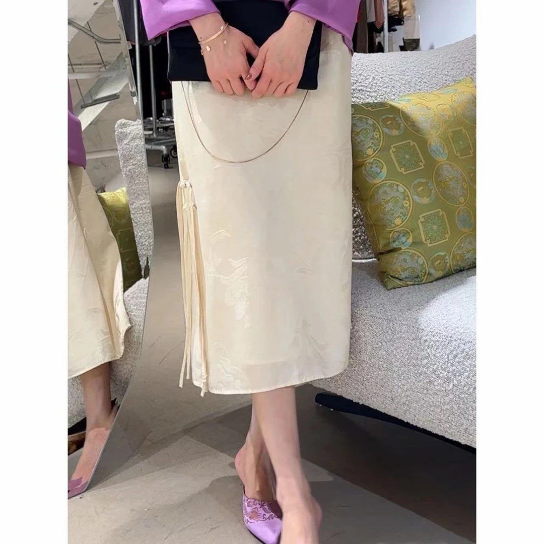 【吉娜王】「浪漫郁金香」新中式国潮提花百搭半裙