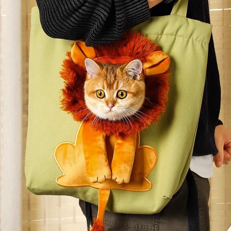 猫包便携外出背包米奇小狮子露头宠物包猫咪小型犬帆布猫咪袋子