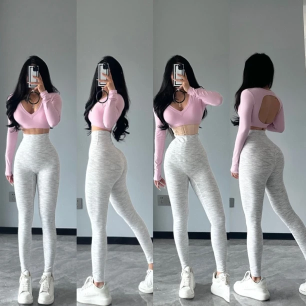 小蒋家-无尴尬线高腰提臀裸感无缝瑜伽裤女 健身无T线瑜伽裤