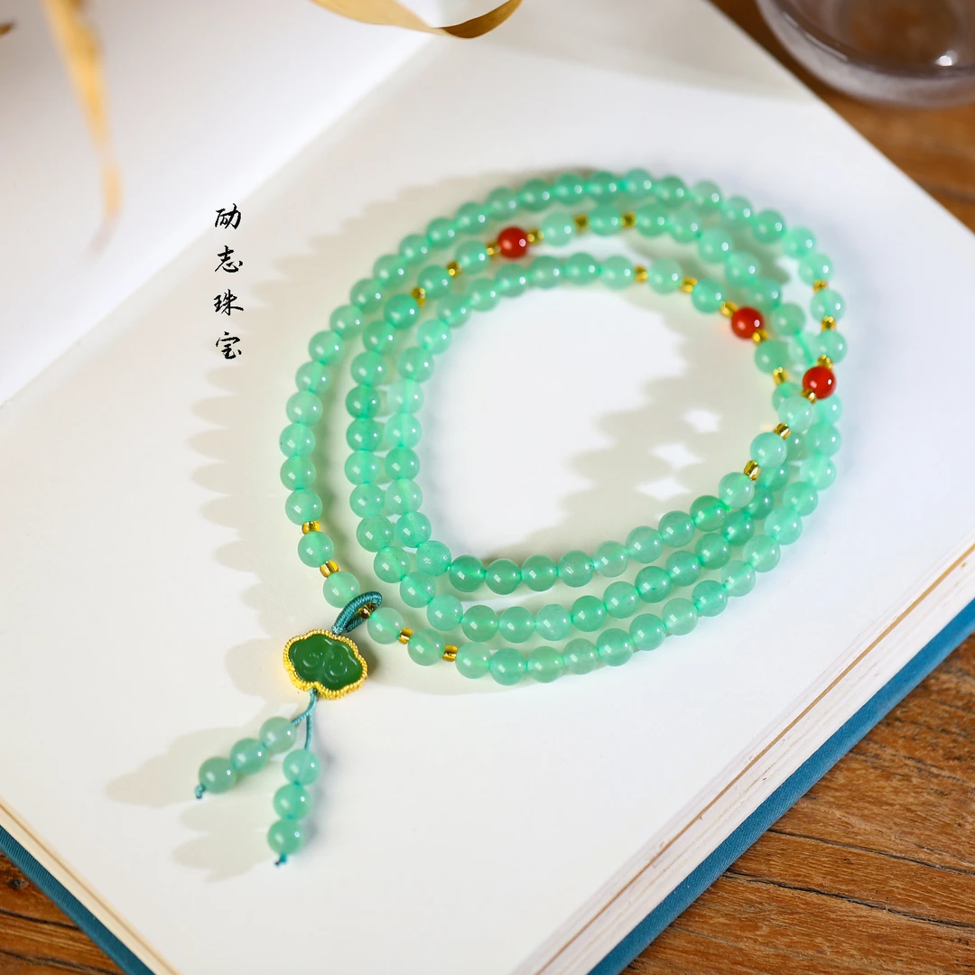 多宝阿克苏双圈纯手工轻奢绿色多圈毛衣手链送妈妈时尚百搭风女款