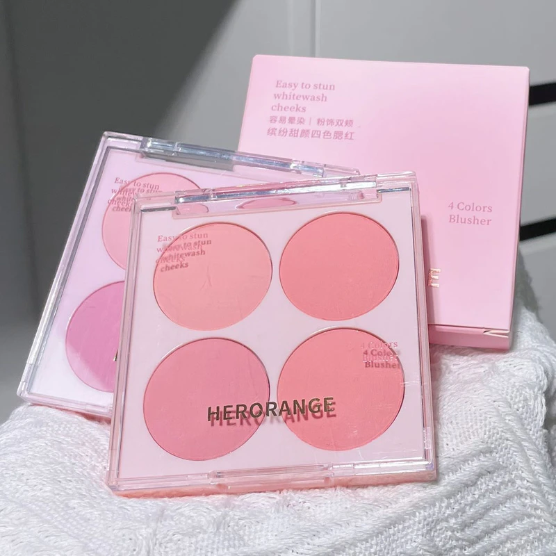 HERORANGE缤纷甜颜四色腮红纯欲自然显白哑光腮紫少女提气色胭脂