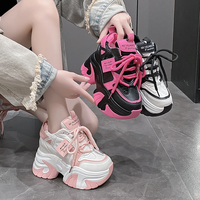 小个子10cm内增高老爹鞋女2024秋季新款超高跟厚底休闲轻便运动鞋