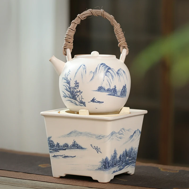 围炉煮茶套装山水炭炉家用室内炭火烧烤茶炉户外罐罐茶煮茶器茶壶