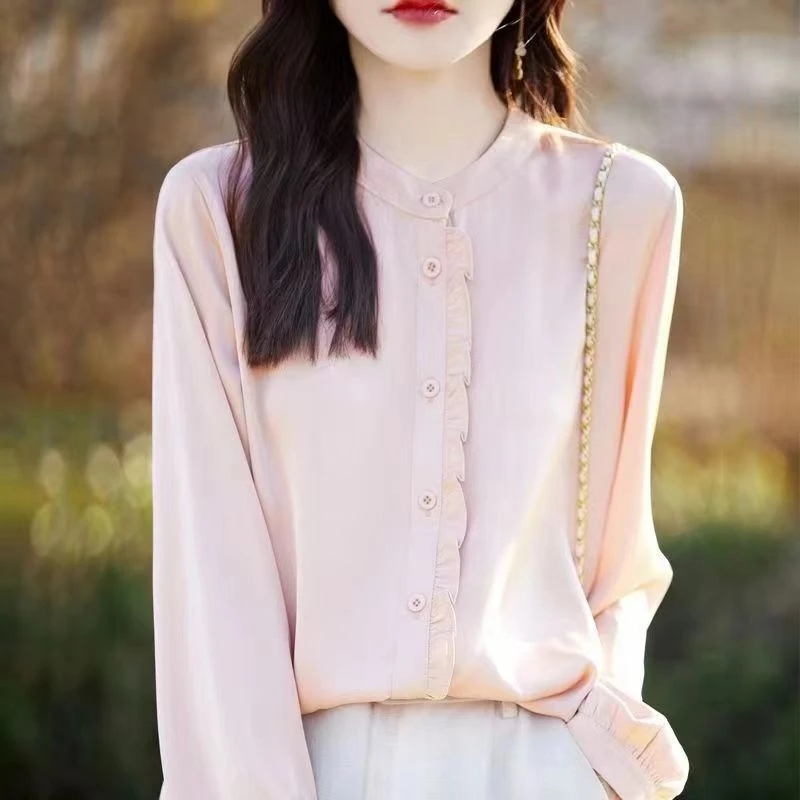 盈盈-6号【GLS】木耳边装饰立领长袖上衣