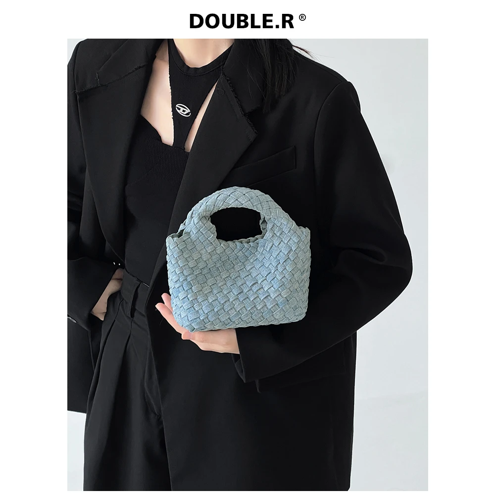 【丹宁牛仔-菜篮子包】DOUBLE.R小众品牌/2025新品 小众编织斜挎包