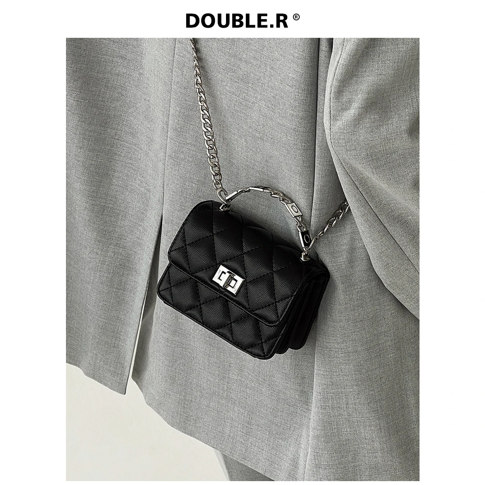 DOUBLE.R【尼可包】链条包小众菱格包 2025新款包包 斜挎迷你口红包
