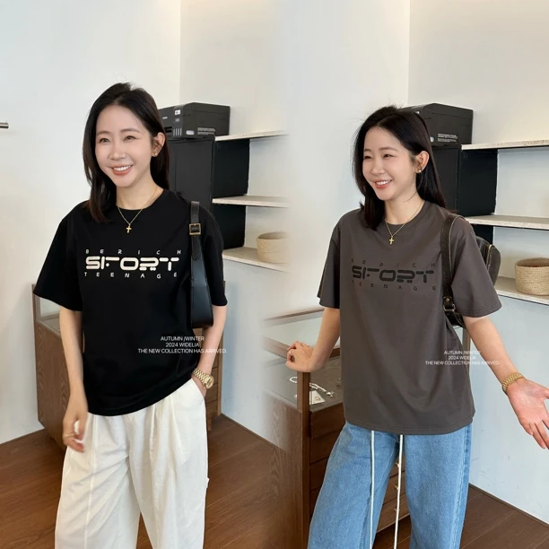 widelia夏季新款基础美式高街潮流宽松T恤8275短袖情侣小领口上衣