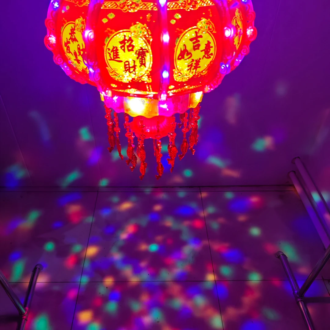 新春过年节日喜庆360°旋转灯笼亚克力七彩旋转走马灯【彩金平安款】