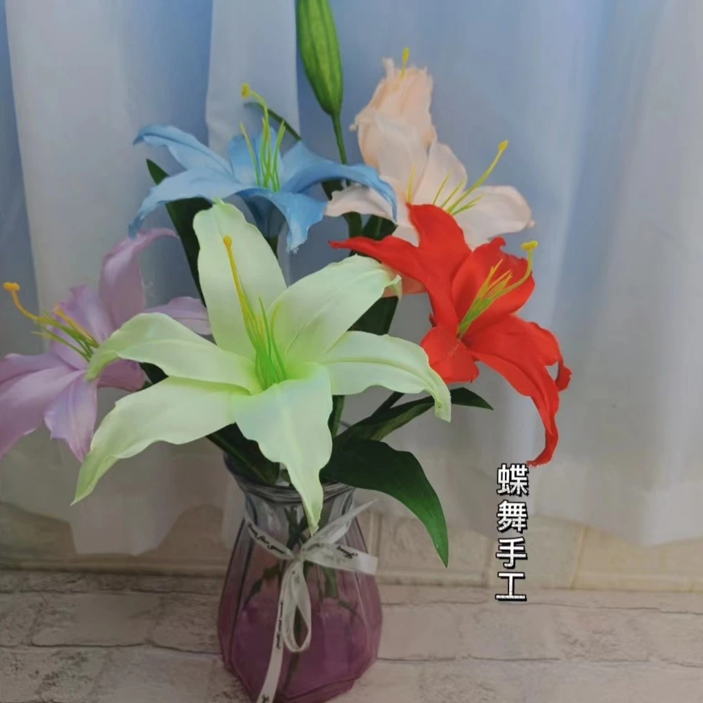 丝带大叶百合材料包中号白色创意手工花（蝶舞手工178推荐）