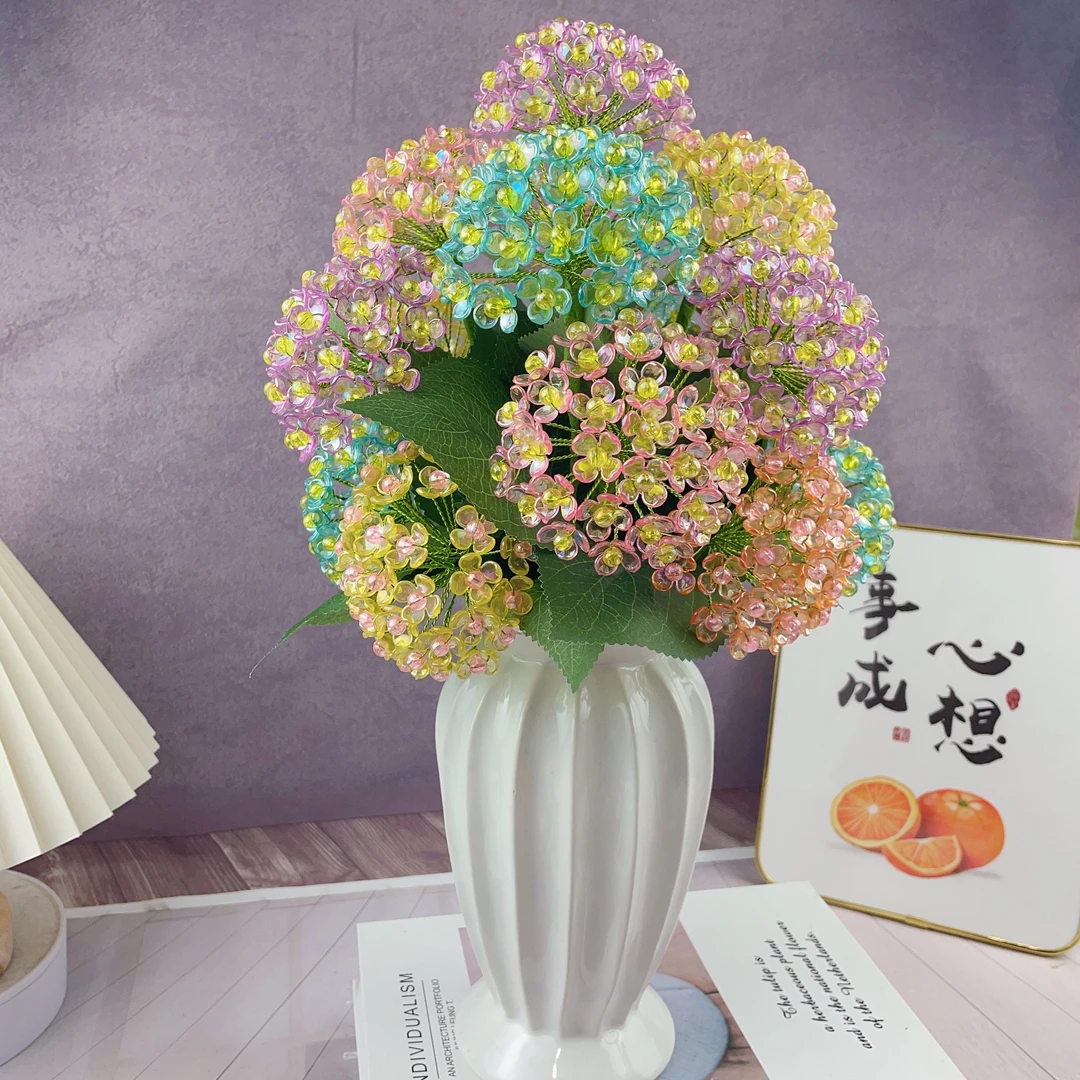 【不带花瓶】炫彩绣球花材料包手工diy制作家居摆件