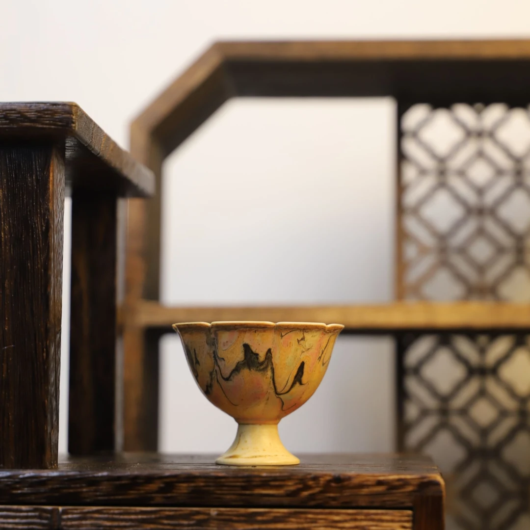 敦煌油画手作高足杯