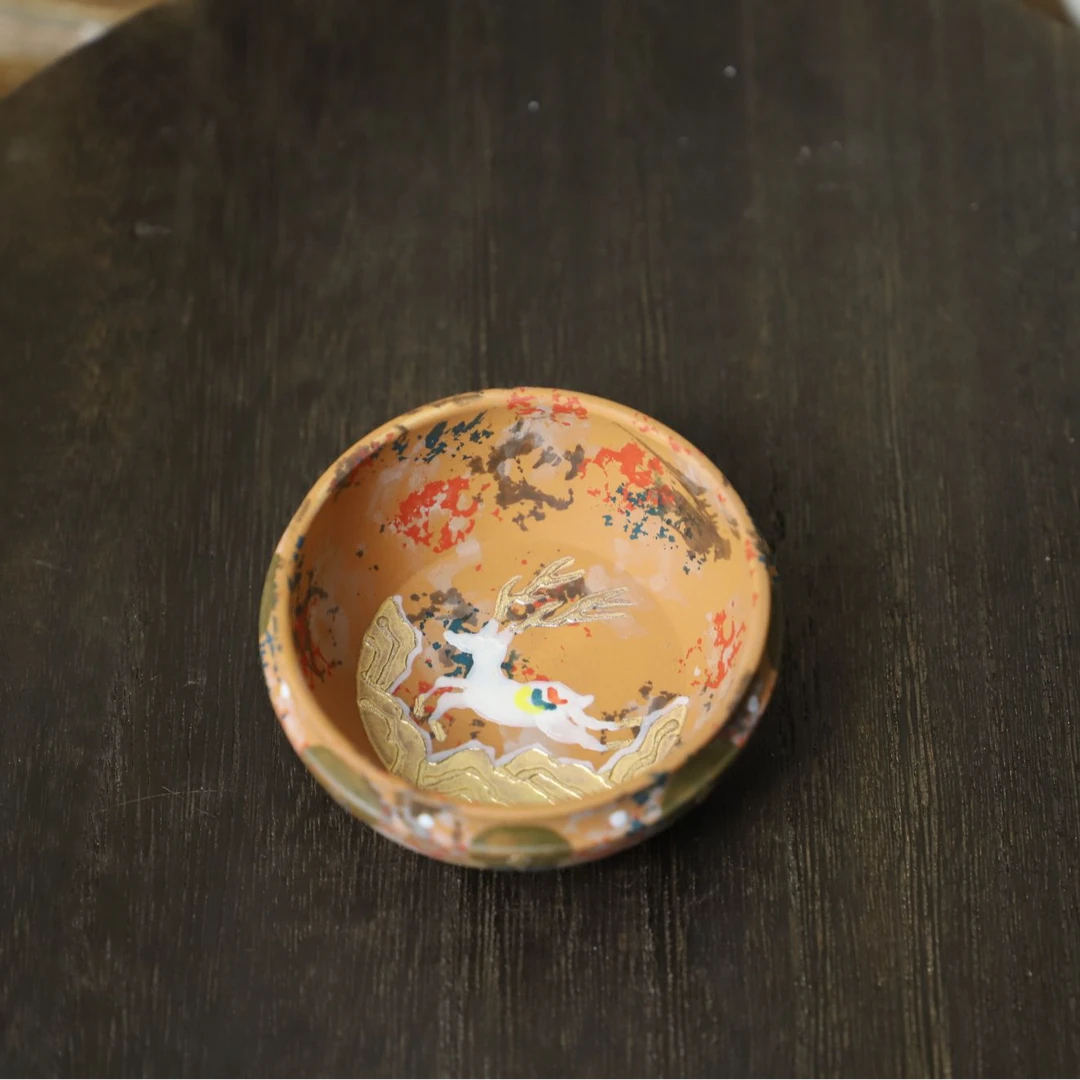 洞尚造物手绘敦煌九色鹿普洱杯