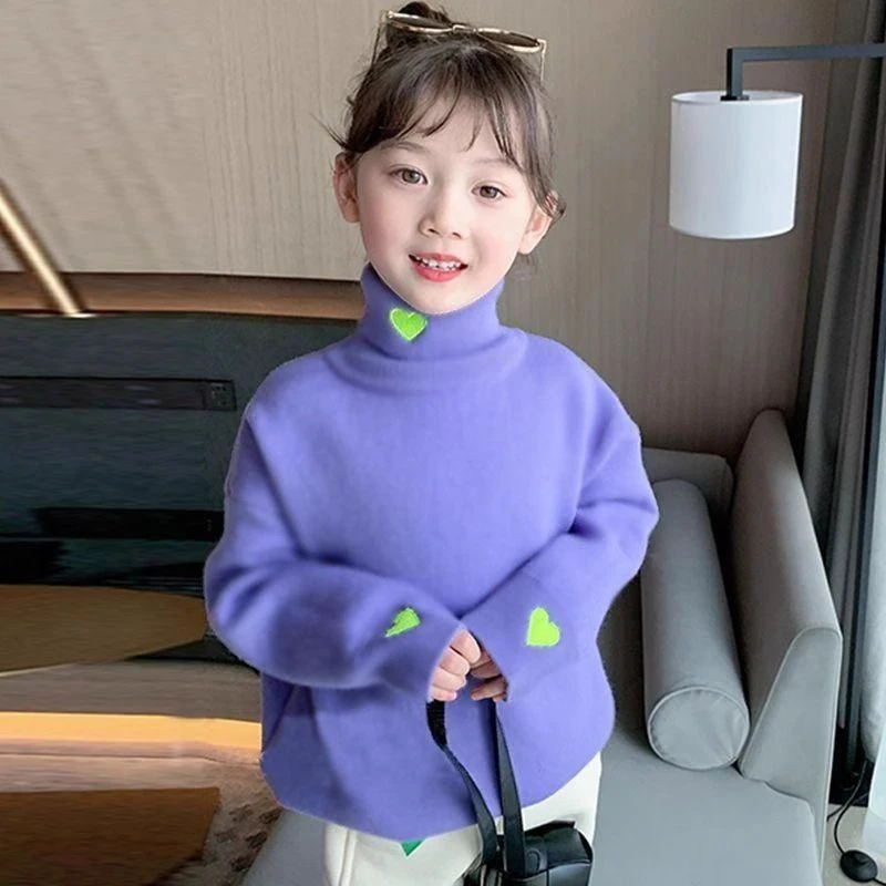 女童高领德绒新款卫衣冬儿童保暖套头上衣洋气女孩休闲长袖打底衫