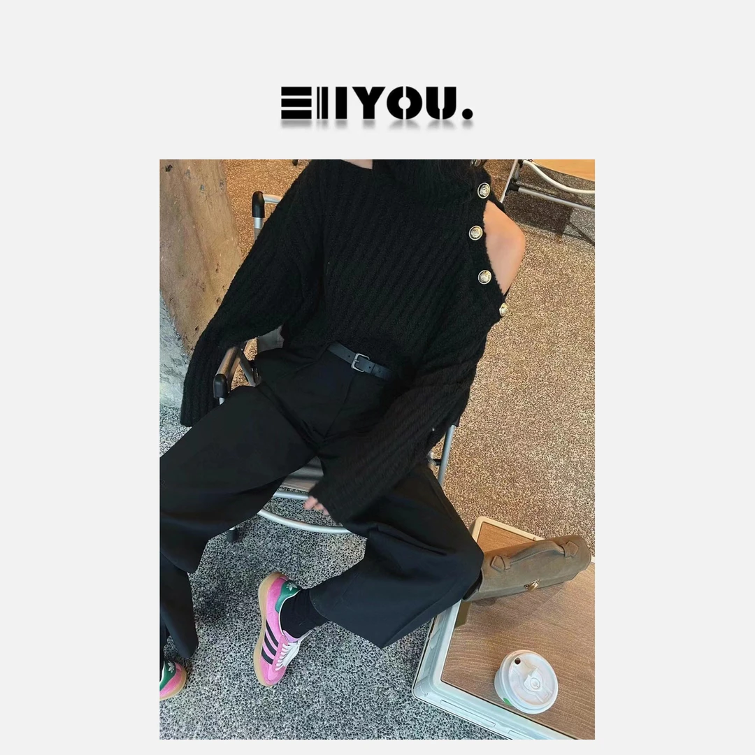 【ENYOU定制】黑色雅痞阔腿裤显瘦
