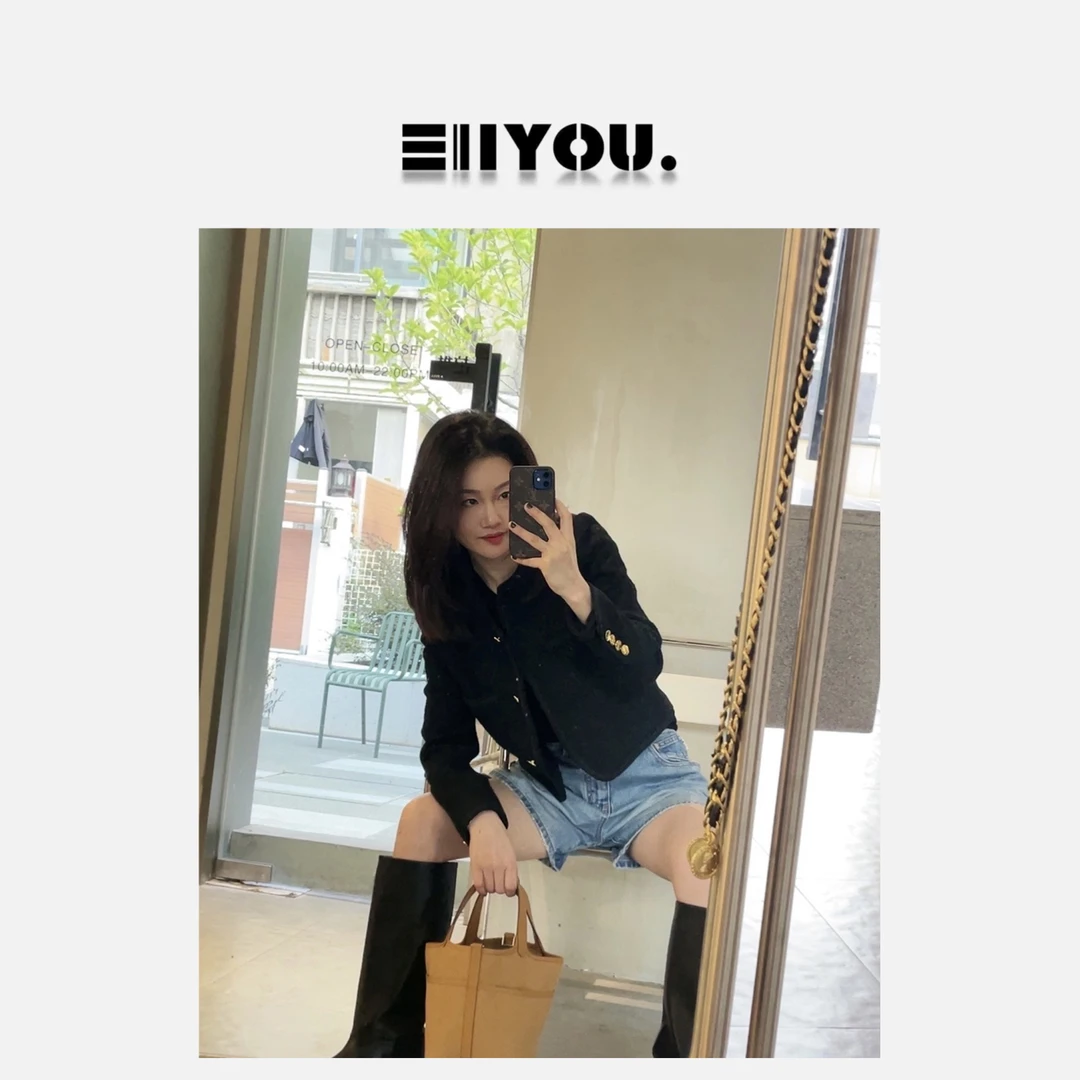 【ENYOU定制】省钱风 摩纳哥 小香风黑色外套