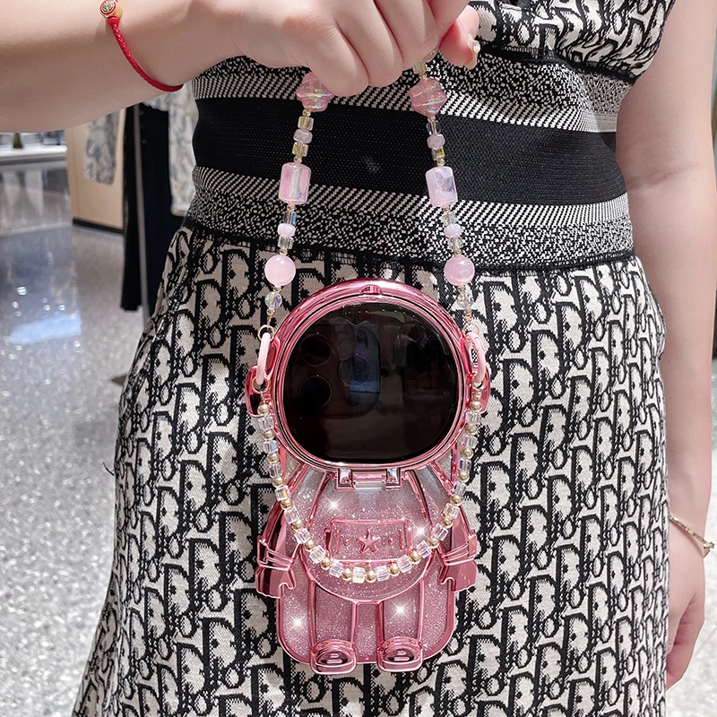 适用于苹果14promax手机壳iPhone13立体宇航员12补妆镜支架11可爱