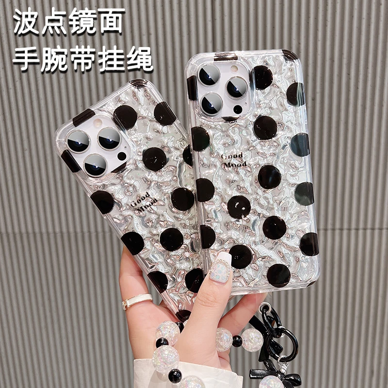 适用于苹果14promax手机壳iPhone13波点褶皱纹12创意ins11网红女