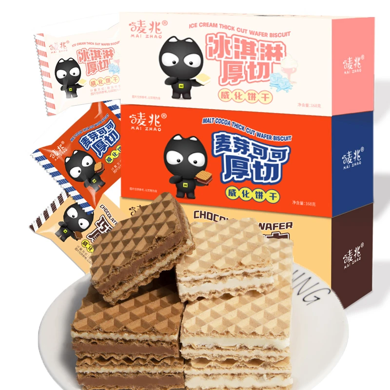 MAI ZHAO/唛兆厚切威化饼干168g三口味办公休闲零食