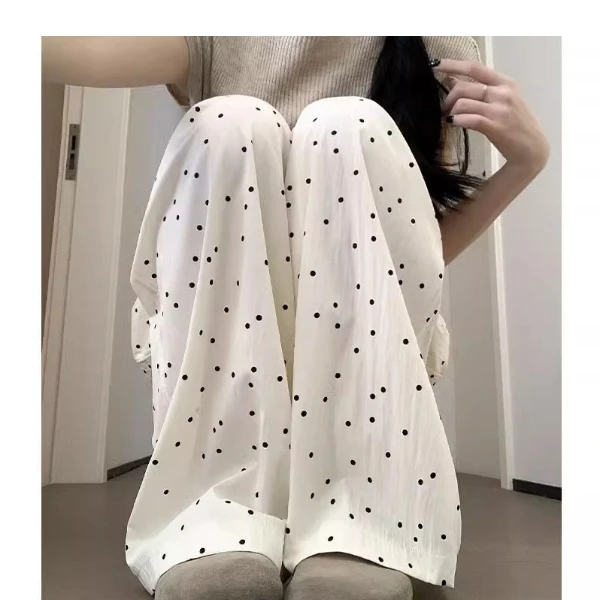 甜美感通勤休闲风女裤夏季高腰直筒显瘦舒适阔腿裤高街时尚凉凉裤