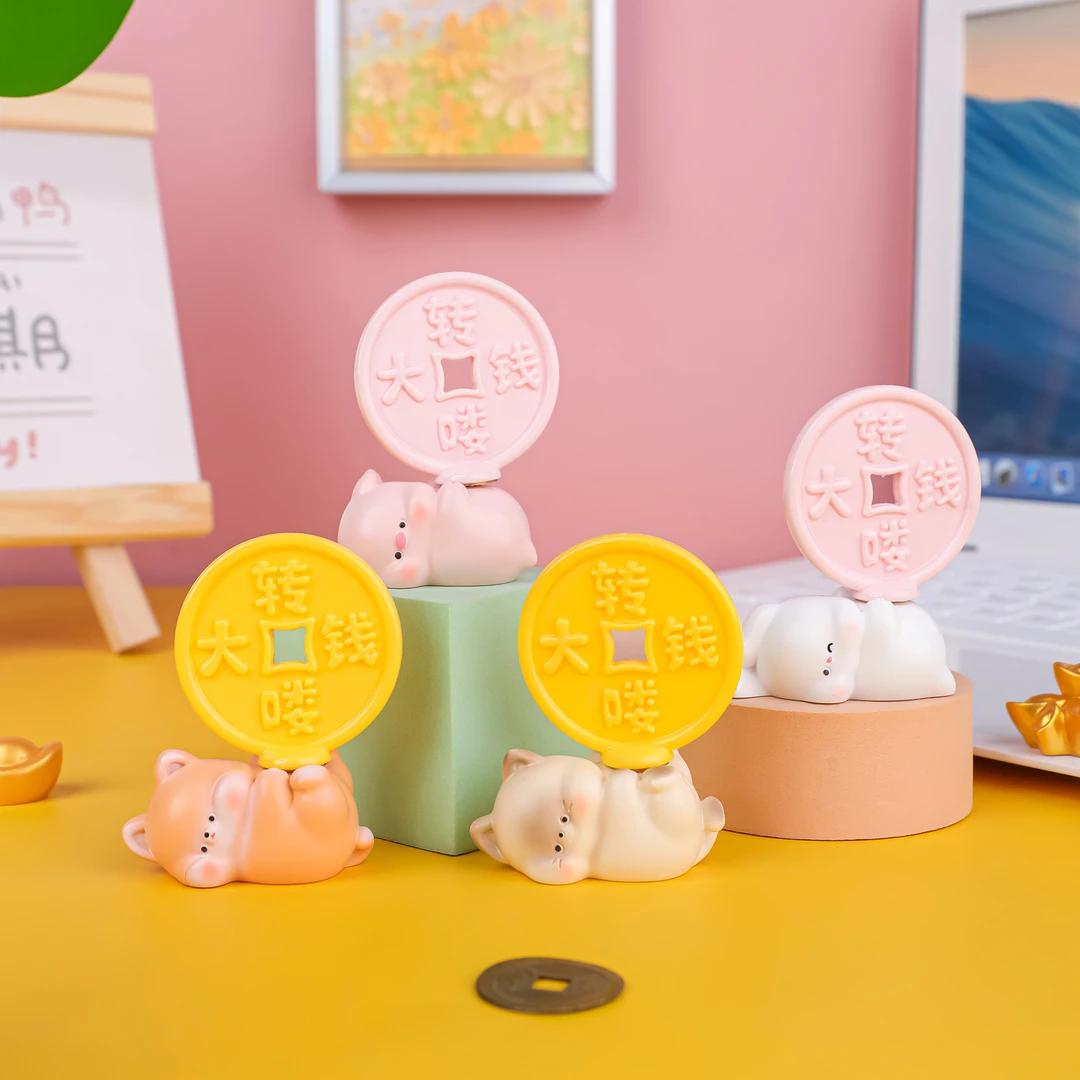 创意可爱转大钱小动物树脂工艺品桌面摆件创意礼物萌宠公仔小手办