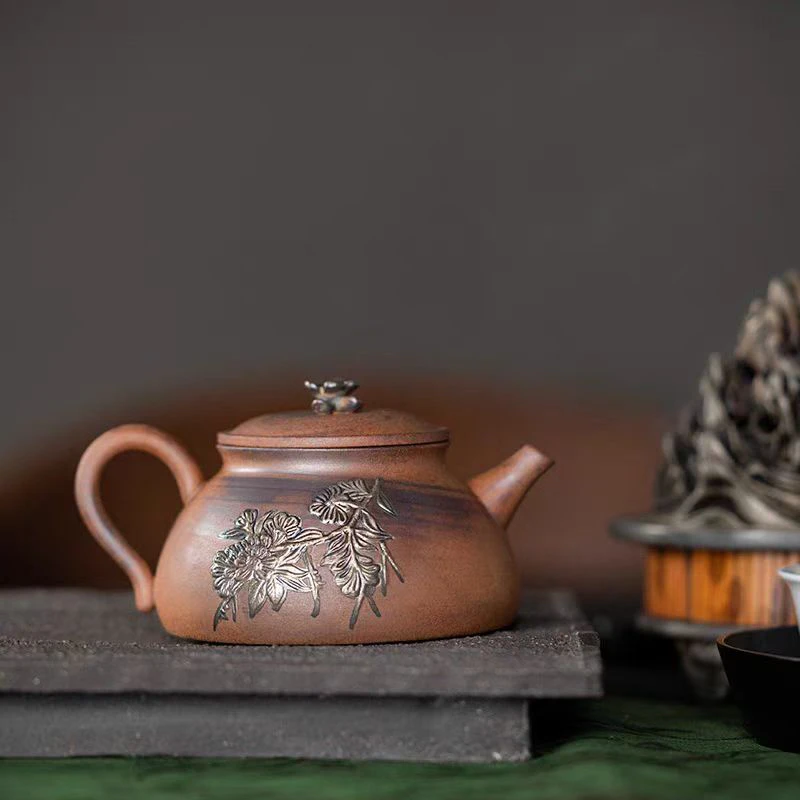 G2105慢山茶具鎏银梅花壶高档高端单壶泡茶壶家用