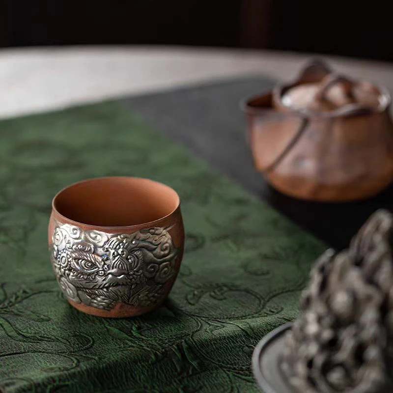 G047慢山醒狮鎏银主人杯高档个人专用轻奢高端功夫精致办公茶杯