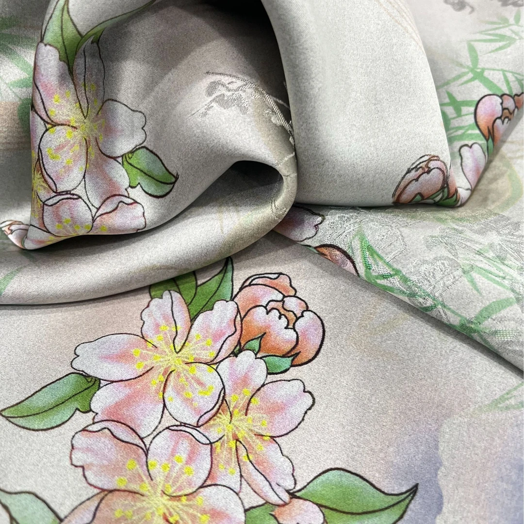 【花好月圆】 100真丝 香云纱布料