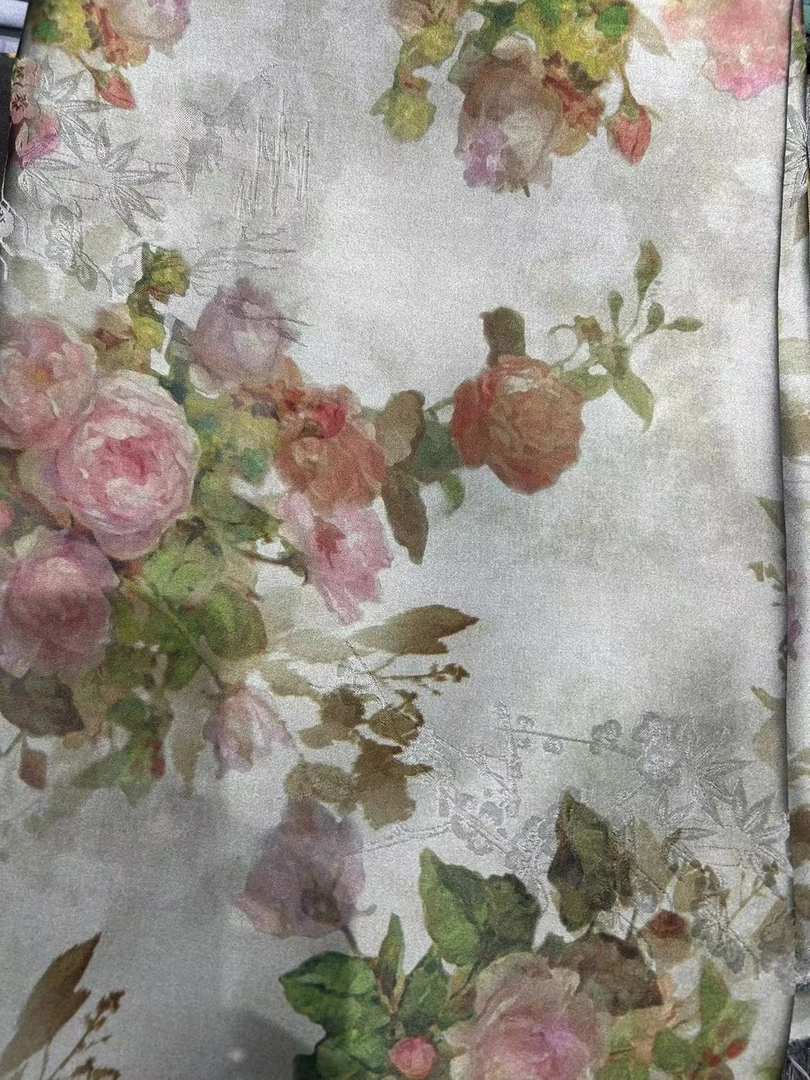 【法式玫瑰】100真丝  香云纱布料