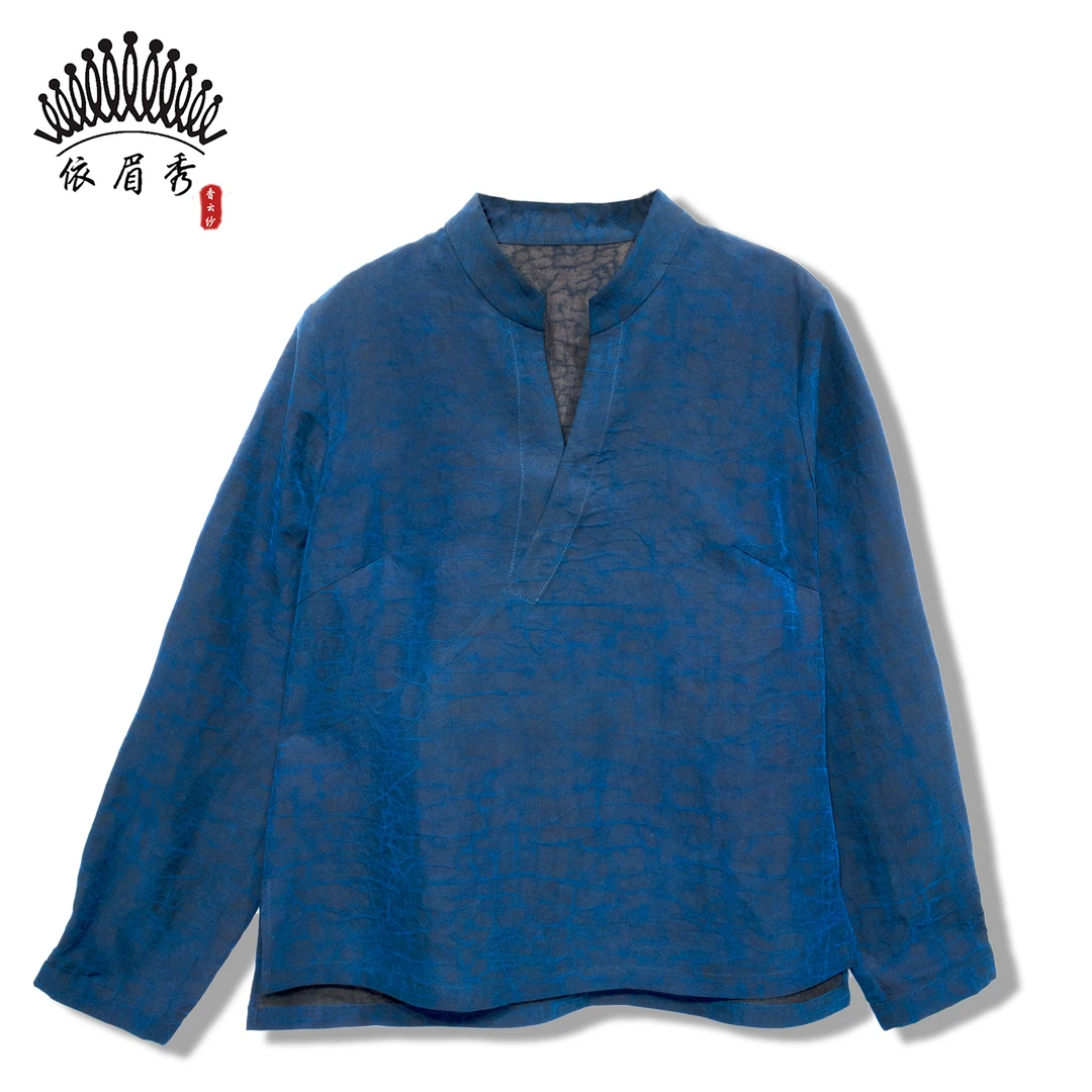 YIMEIXIU/依眉秀香云纱龟裂纹长袖上衣63242