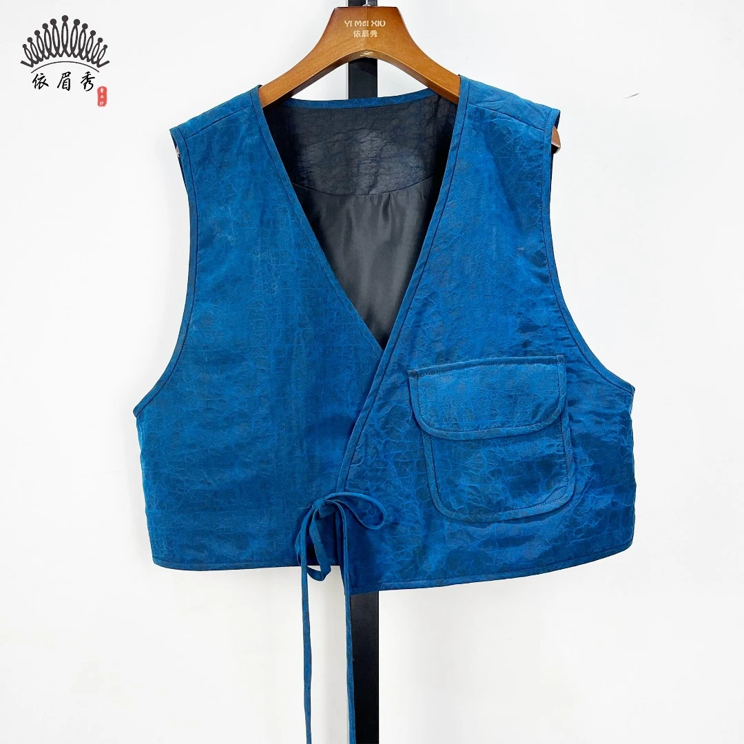 YIMEIXIU/依眉秀云纱龟裂纹夹棉时尚马甲 62371