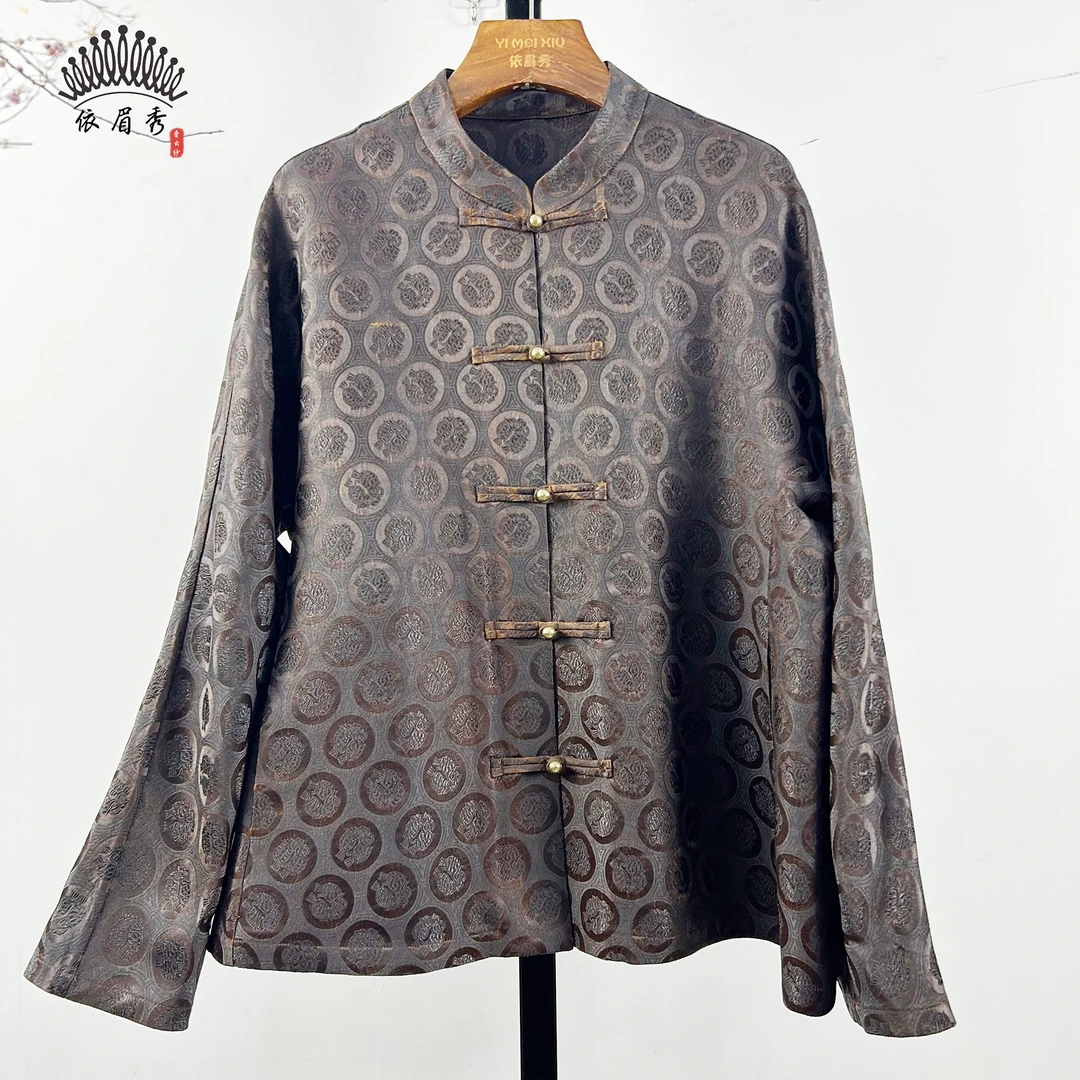 YIMEIXIU/依眉秀云纱宋锦中式盘扣外套  62865