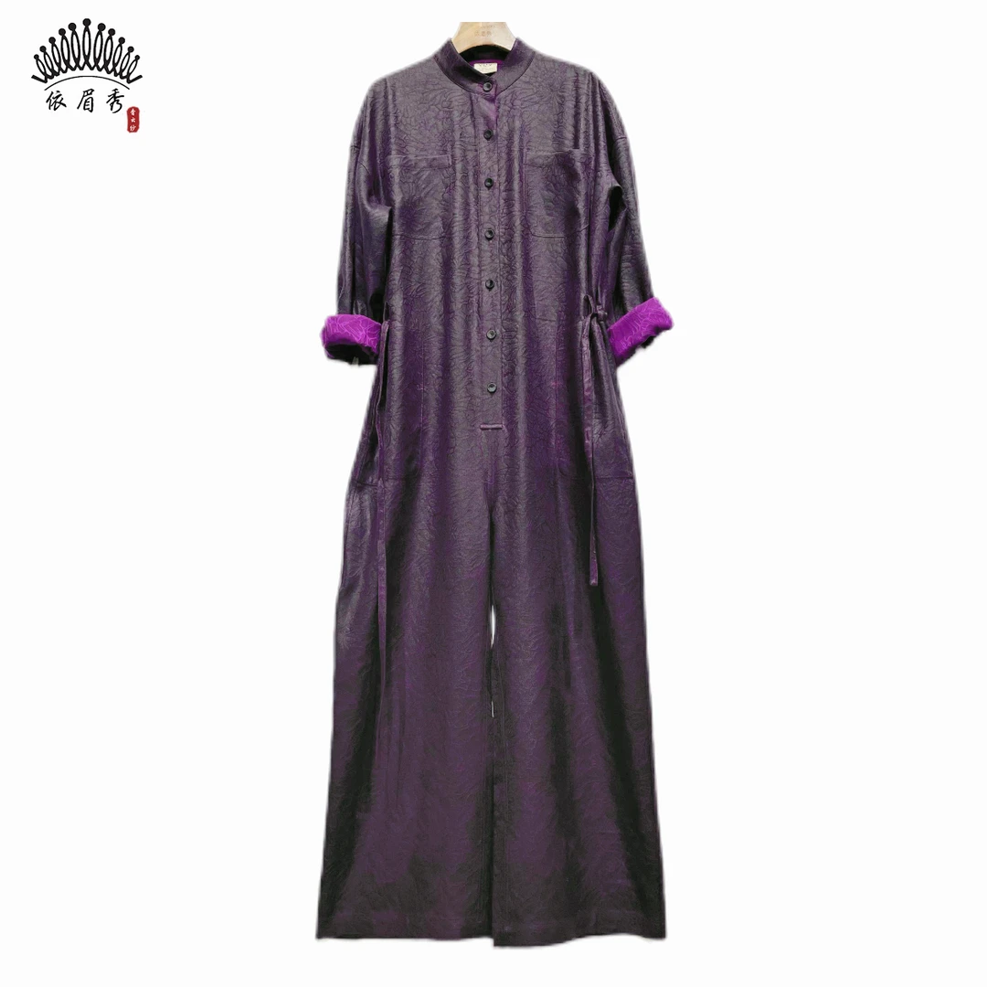 YIMEIXIU/依眉秀香云纱绢丝提花长袖连体裤长袖 63126