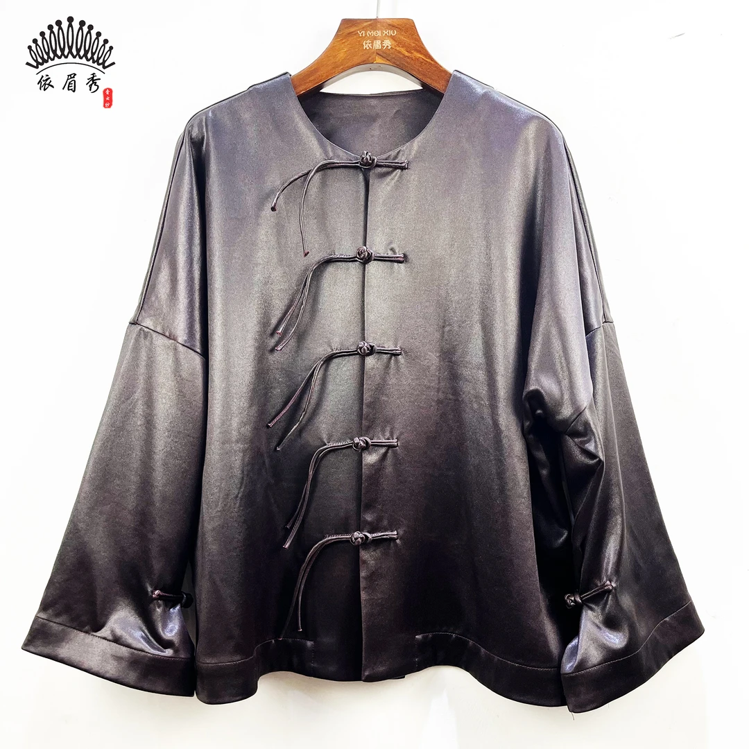 YIMEIXIU/依眉秀云纱重缎中式盘扣上衣  61940