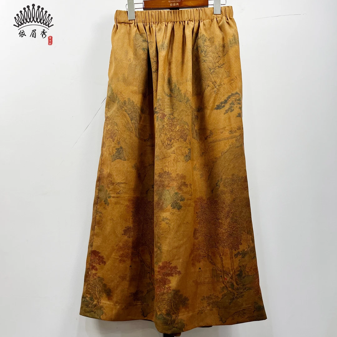 YIMEIXIU/依眉秀香云纱莨纱定位花半裙 62721