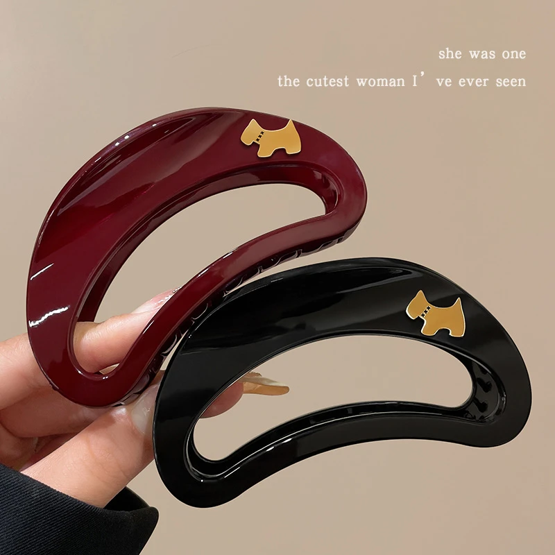 安哥拉红椭圆镂空抓夹大号鲨鱼夹发夹女后脑勺2024新款夹子发饰秋