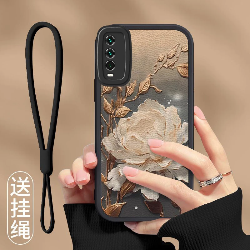 适用红米Note9(4G)手机壳液态硅胶软壳小羊皮新款望舒金莲防摔保