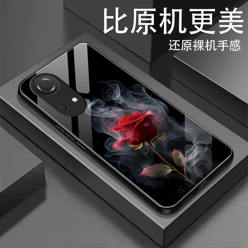 适用烟雾玫瑰花【荣耀畅玩30plus】手机壳玻璃镜头全包女生唯美网红