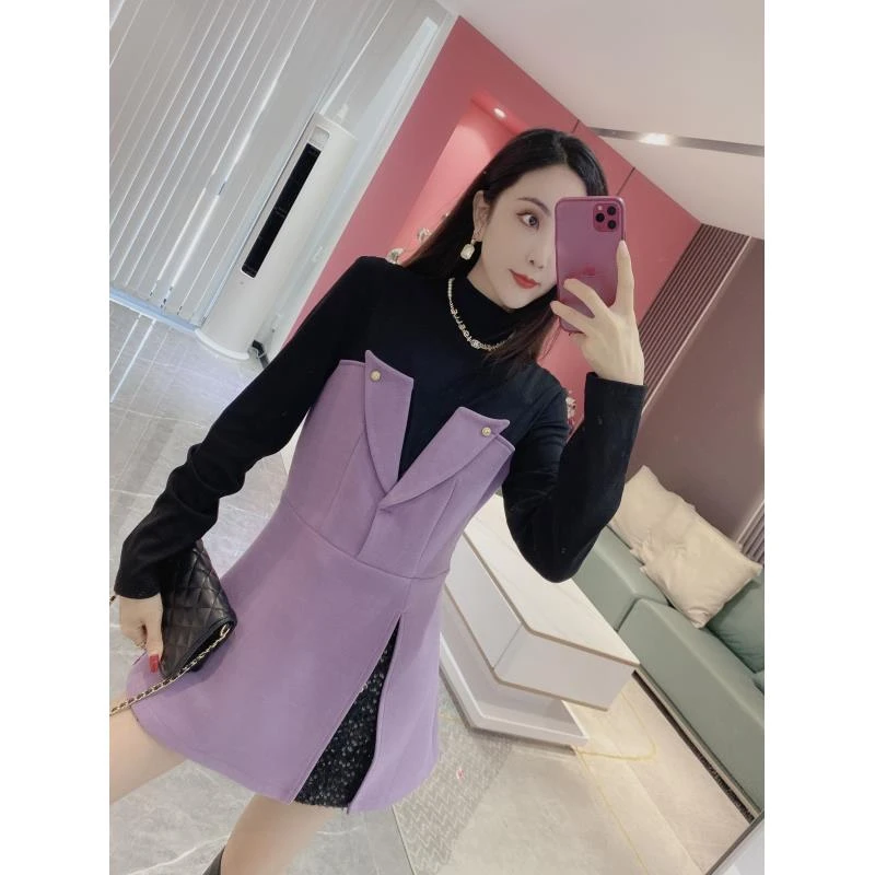 【橦颜推荐】假两件拼接显瘦立领上衣（YDYK)1030