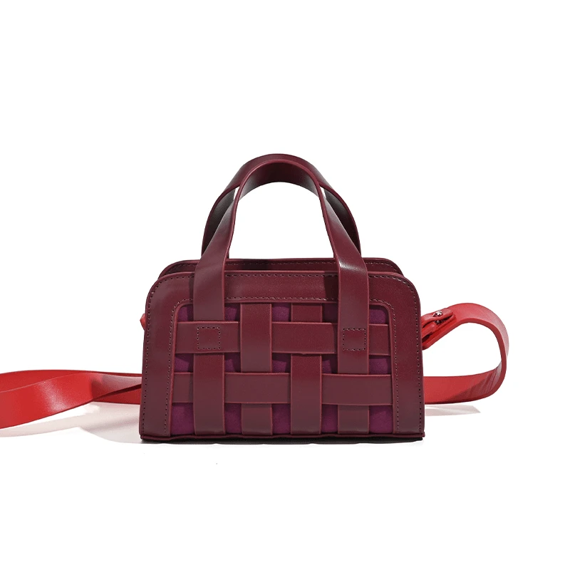 潮流简约新款时尚编织手提单肩包MB-8886安可拉红