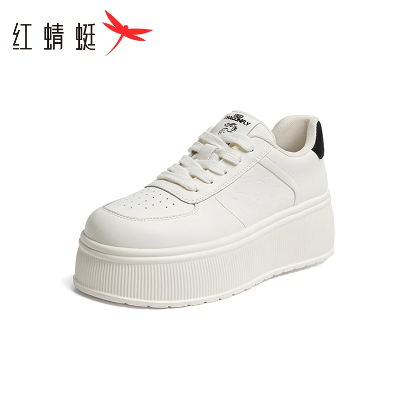 红蜻蜓小白鞋女春季新款时尚厚底街头高级感简约舒适休闲板鞋